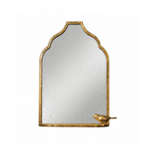 Maleny antique wall mirror in unlacquered brass, front view